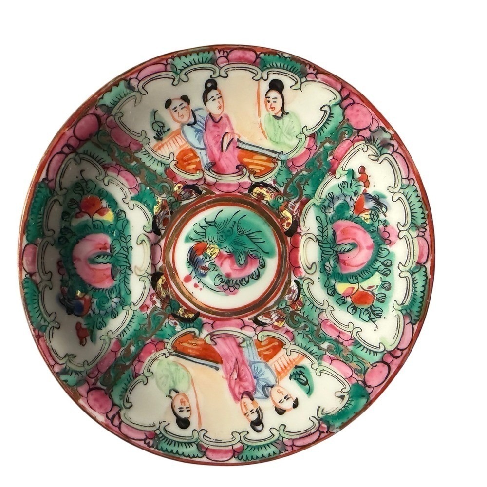 Vintage 60's Hand Painted Rose Medallion Hong Kong Japanese Porcelain Saucer